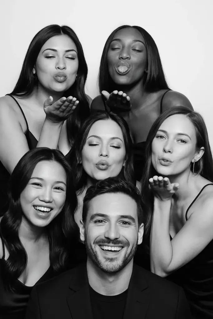 Beautiful Guests Posing for a Booth Picture